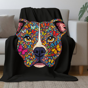 Schmetterlings-Hund-Porträt Pitbull Mama Farbthera Fleecedecke