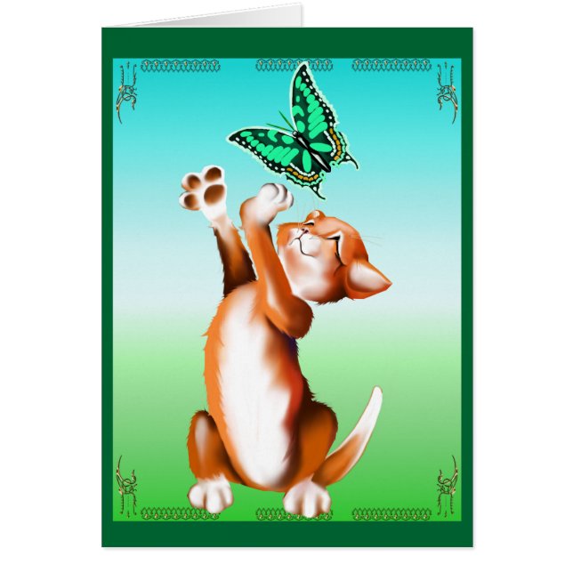 Schmetterlings-Kätzchen-Karte (Vorne)
