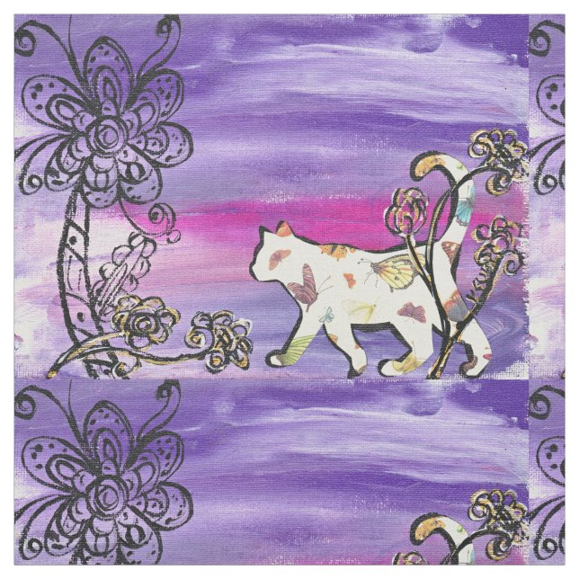 Schmetterlings-Katze Stoff (Muster)