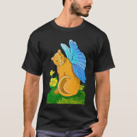 Schmetterlings-Katzen-T - Shirt (dunkler Entwurf)