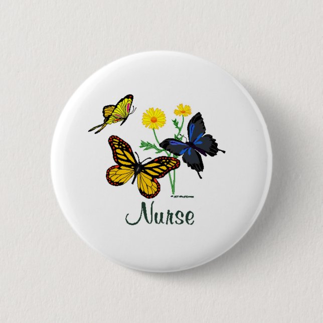 Schmetterlings-Krankenschwester Button (Vorderseite)