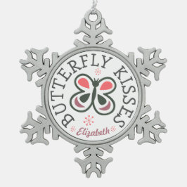 Schmetterlings-Kuss-moderner rosa u. lila Schneeflocken Zinn-Ornament