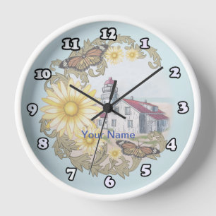 Schmetterlings-Leuchtturm-Uhr Uhr