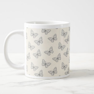 Schmetterlings-Linienkunst-Muster Jumbo-Tasse