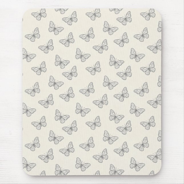 Schmetterlings-Linienkunst-Muster Mousepad (Vorne)