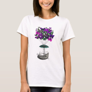 Schmetterlings-Luftschiff 2 lila und grün T-Shirt