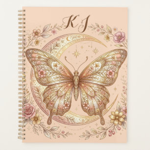 Schmetterlings-Mond-Blumen-Gold-Personalisiertes D Planer