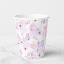 Schmetterlings-Party-Papierbecher Lila und Rosa
