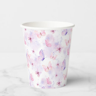 Schmetterlings-Party-Papierbecher Lila und Rosa Pappbecher