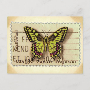 Schmetterlings-Postkarte im Vintage-Look Postkarte