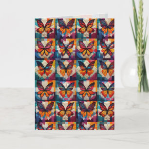 Schmetterlings-Quiltmuster-Grußkarte/Notizkarte Karte