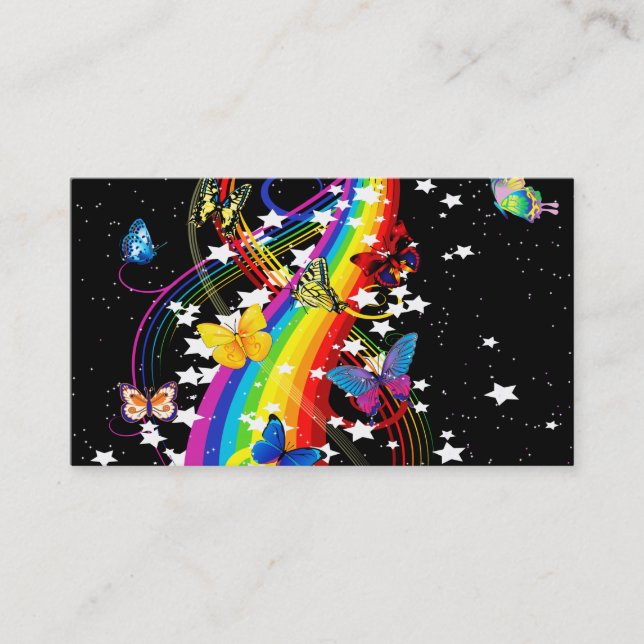 Schmetterlings-Regenbogen-Visitenkarte Visitenkarte (Vorderseite)