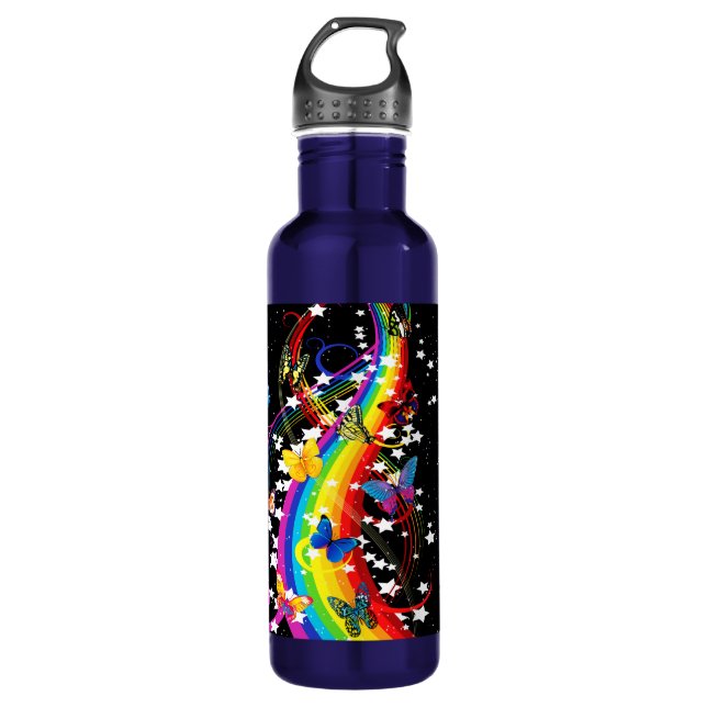 Schmetterlings-Regenbogen-Wasser-Flasche Edelstahlflasche (Vorderseite)