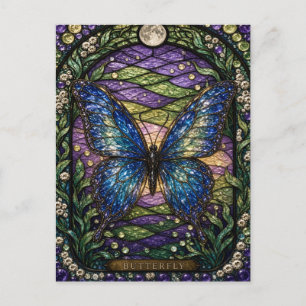 Schmetterlings-Sommergarten Illumina Buntglas Postkarte