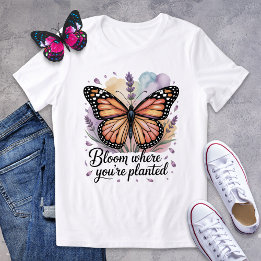 Schmetterlings-T-Shirt 'Blühe, wo du gepflanzt bis Tri-Blend Shirt