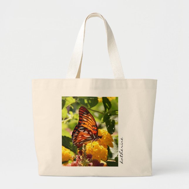 Schmetterlings-Tasche, personalisiert mit Namen Jumbo Stoffbeutel (Vorne)