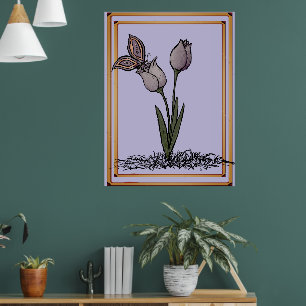 Schmetterlings-Tulpen-Druck, Poster