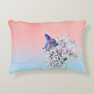 Schmetterlings-u. Hydrangea-BlumeWatercolor Dekokissen