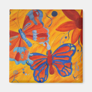 Schmetterlings- und Blumenölmalereimagnet Magnet