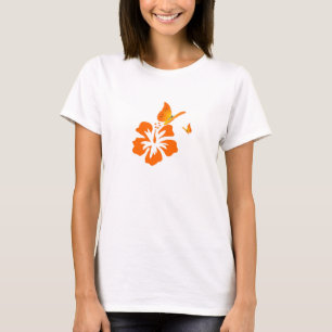 Schmetterlings- und Blumenorange T-Shirt