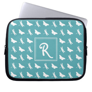 Schmetterlings- und Libellenmuster-Monogramm in Tü Laptopschutzhülle