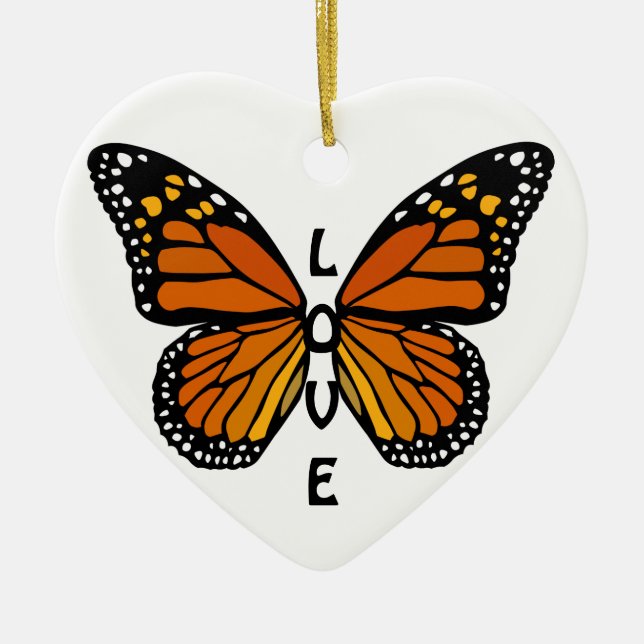 Schmetterlings-Verzierungs-personalisierte Keramik Ornament (Vorne)