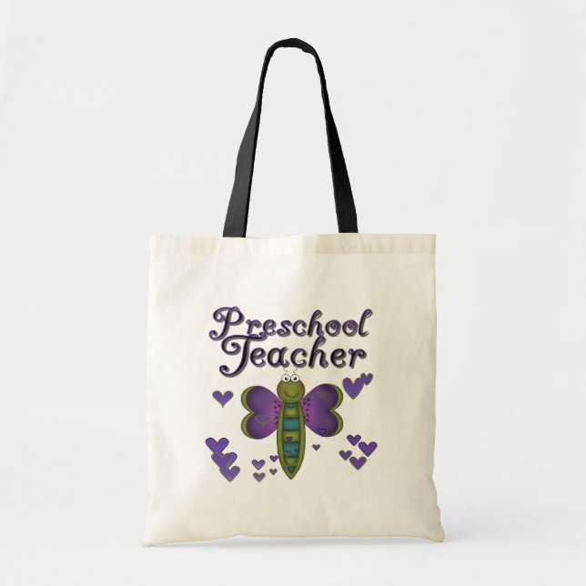 Schmetterlings-Vorschullehrer-T-Shirts und Tragetasche (Vorne)