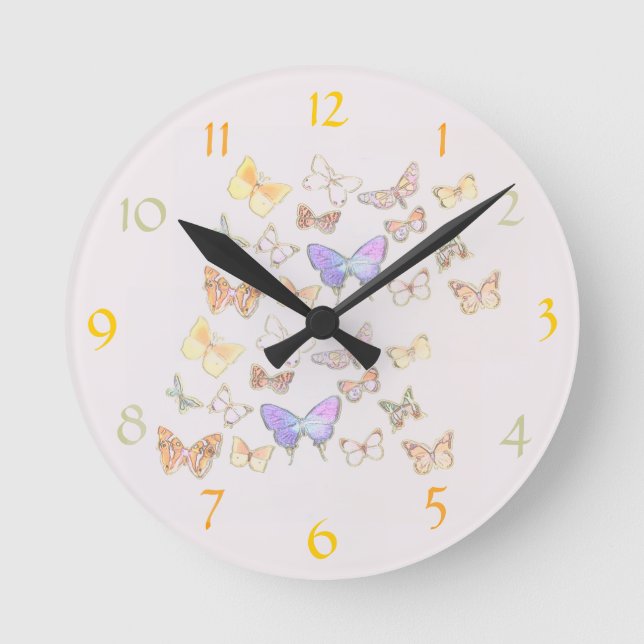 Schmetterlings-Wanduhr Runde Wanduhr (Vorderseite)