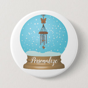 Schmetterlings-Windspiel-Garten-Schneekugel-Knopf Button