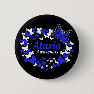 Schmetterlingsataxiakrieger mit blauem Band-T - Sh Button