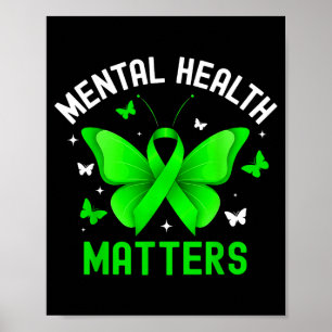 Schmetterlingsband grün für psychische Gesundheit Poster