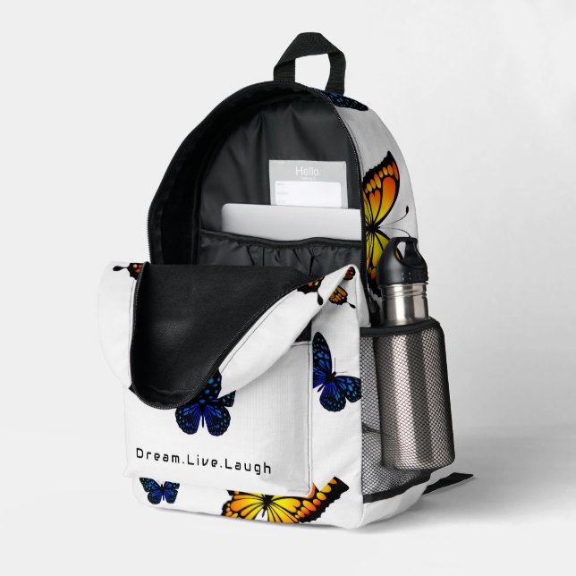 Schmetterlingsbeutel Bedruckter Rucksack (Rückseitige Ecke links (Offen) )