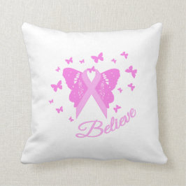 Schmetterlingsbewusstsein in Rosa Ribbon Kissen