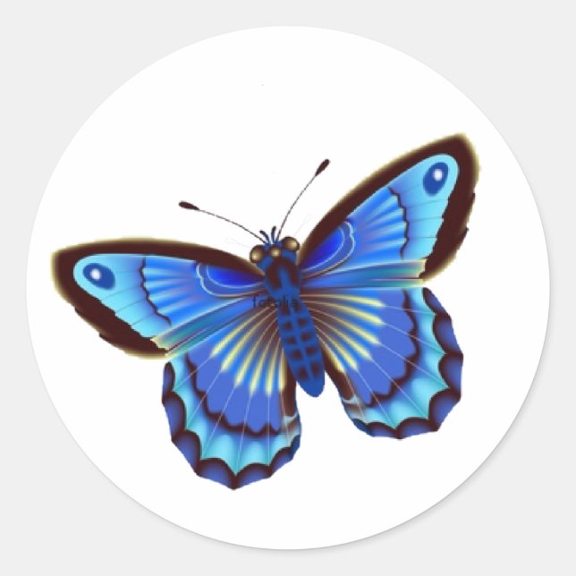 Schmetterlingsblau Runder Aufkleber (Vorderseite)