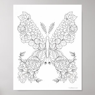 Schmetterlingsblumen #10 Detaillierte Färbung Poster