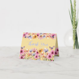 Schmetterlingsblumen blühen im Frühling Aquarell Dankeskarte