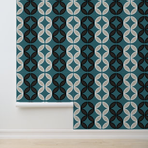 Schmetterlingsblumen Diamantkreise auf Pfauenblau Tapete