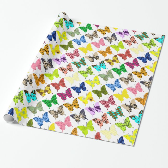 Schmetterlingscollage Geschenkpapier (Ungerollt)