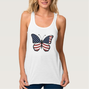 Schmetterlingsdesign mit amerikanischer Flagge Tank Top