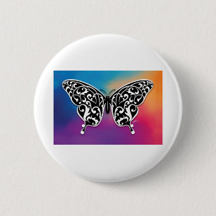 Schmetterlingsdesign mit Sonnenuntergangfarben Button