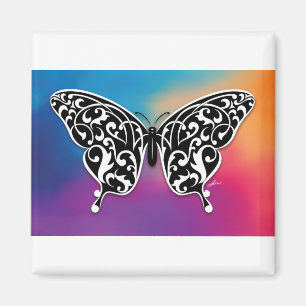 Schmetterlingsdesign mit Sonnenuntergangfarben Magnet