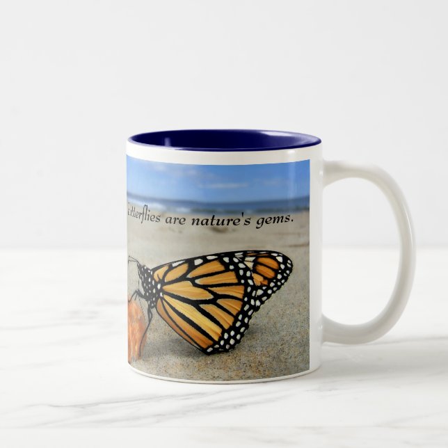 Schmetterlingsedelsteine - Blau durch TDGallery Zweifarbige Tasse (Rechts)