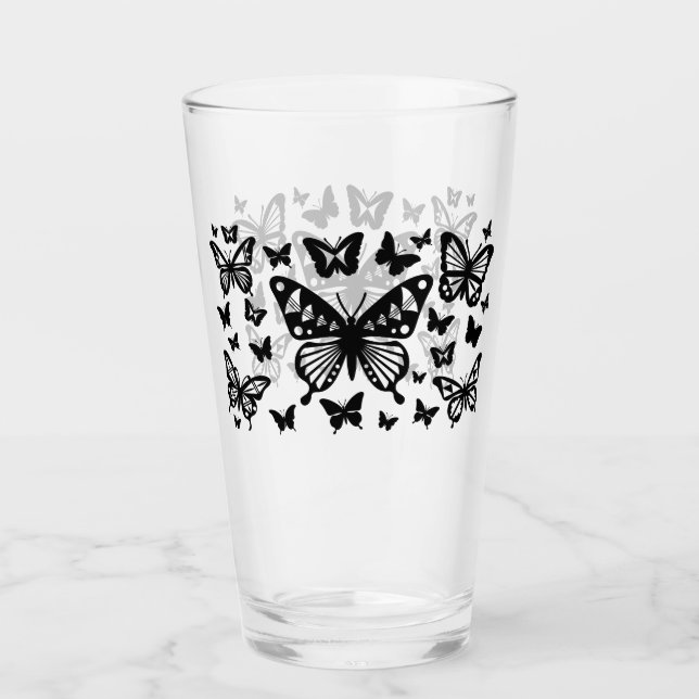 Schmetterlingsegnen in Schwarz Glas (Vorderseite)