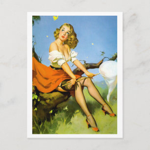 Schmetterlingsfänger Pin Up Postkarte