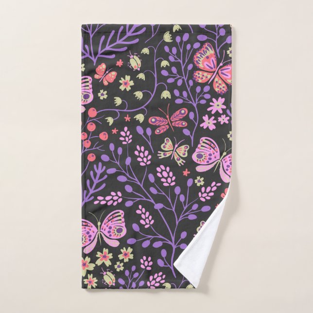 Schmetterlingsfarben und Blume Rose niedlich Handtuch (Handtuch)