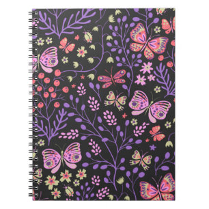 Schmetterlingsfarben und Blume Rose niedlich Notizblock