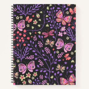 Schmetterlingsfarben und Blume Rose niedlich Notizbuch