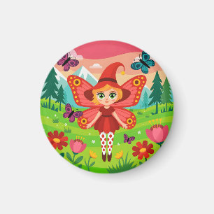 Schmetterlingsfee-Illustration im märchenhaften Wa Magnet