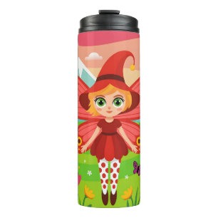 Schmetterlingsfee-Illustration im märchenhaften Wa Thermosbecher