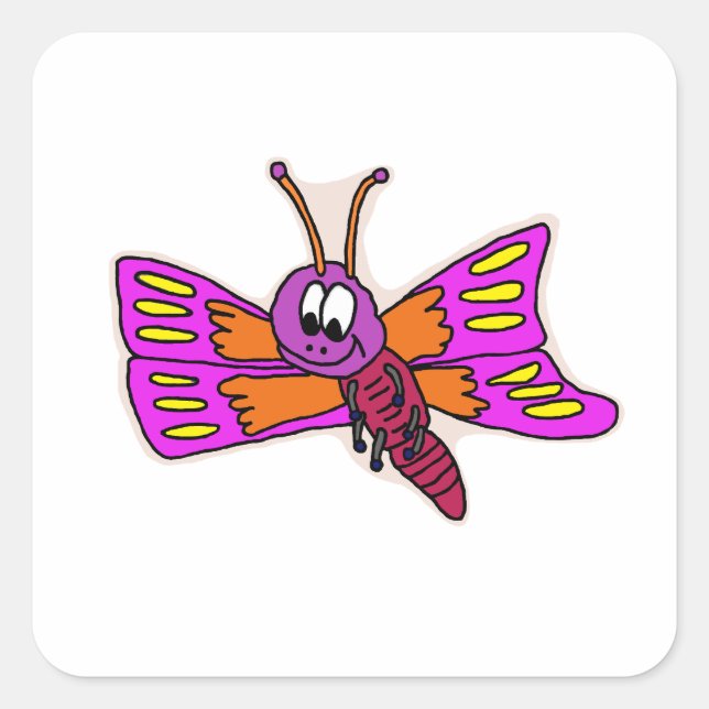 Schmetterlingsfigur Quadratischer Aufkleber (Vorderseite)